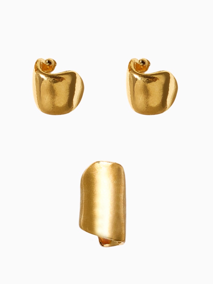 Набор серьги и каффа 3 шт. «Минимализм» тренд, цвет золото - Фото 1