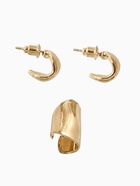 Набор серьги и каффа 3 шт. «Минимализм», тренд, цвет золото - Фото 3