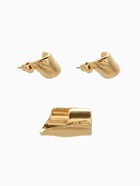 Набор серьги и каффа 3 шт. «Минимализм», тренд, цвет золото - Фото 4