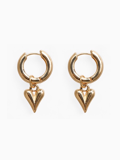 Серьги-трансформеры «Сердце» под гематит, цвет золото