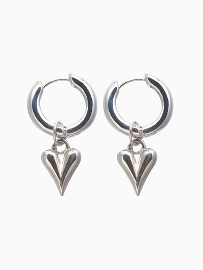 Серьги-трансформеры «Сердце» под гематит, цвет серебро