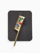 Брошь «Расческа со стразами», цветной в золоте - Фото 5