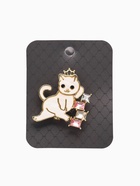 Брошь «Кошечка в короне», бело-розовая в золоте - Фото 5