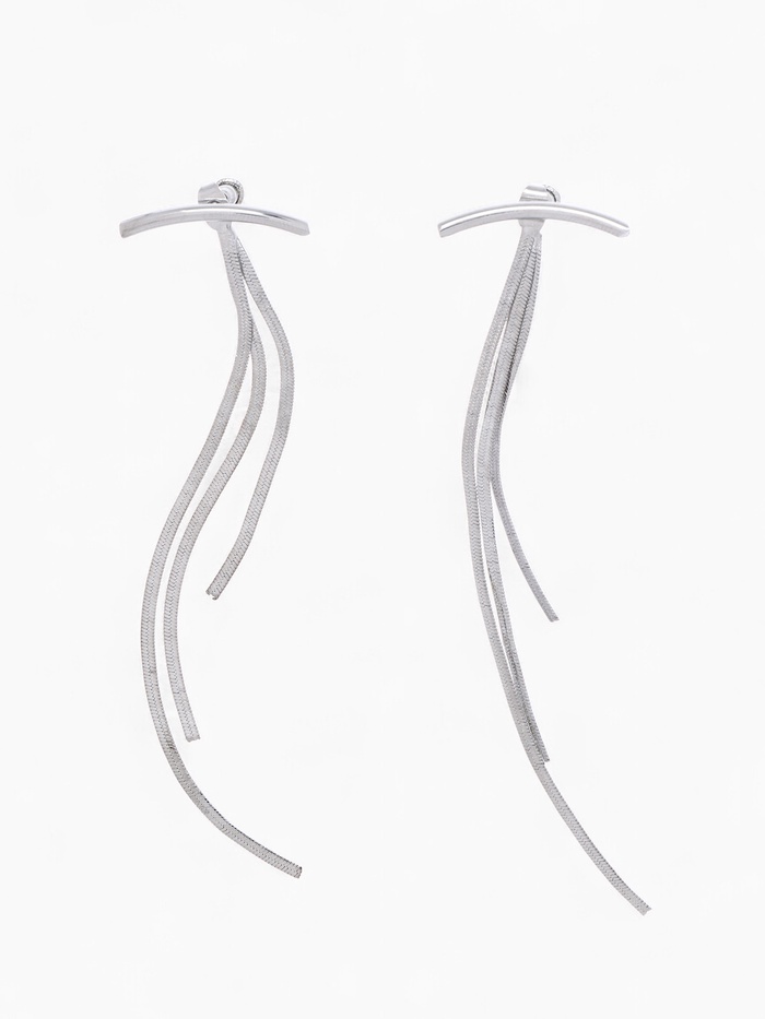 Серьги висячие «Дуга», водопад, цвет серебро, 11 см