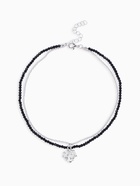 Колье из бисера «Сердце», двойной ряд, чёрно-белое в серебре - Фото 1