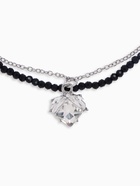 Колье из бисера «Сердце», двойной ряд, чёрно-белое в серебре - Фото 2