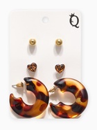 Набор серьги «Леопард» сердце, 3 пары, цветной в золоте - фото 809108933