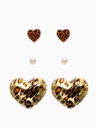 Серьги QF «Леопардовое сердце», набор 3 пары, крупное, цветной в золоте - Фото 1