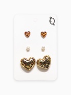 Серьги QF «Леопардовое сердце», набор 3 пары, крупное, цветной в золоте - Фото 5