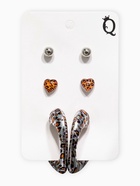 Набор серьги «Леопард» 3 пары, цветной в серебре - фото 809108962