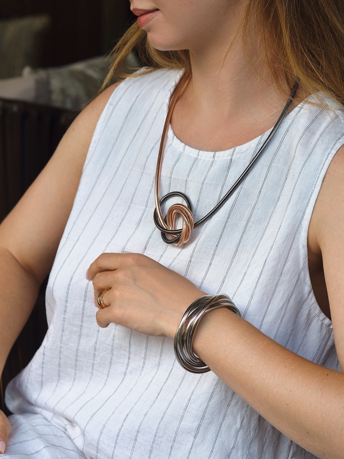 Браслет трансформируется в кулон «Обруч», d=8-24 см, металл, цвет серебро - Фото 1