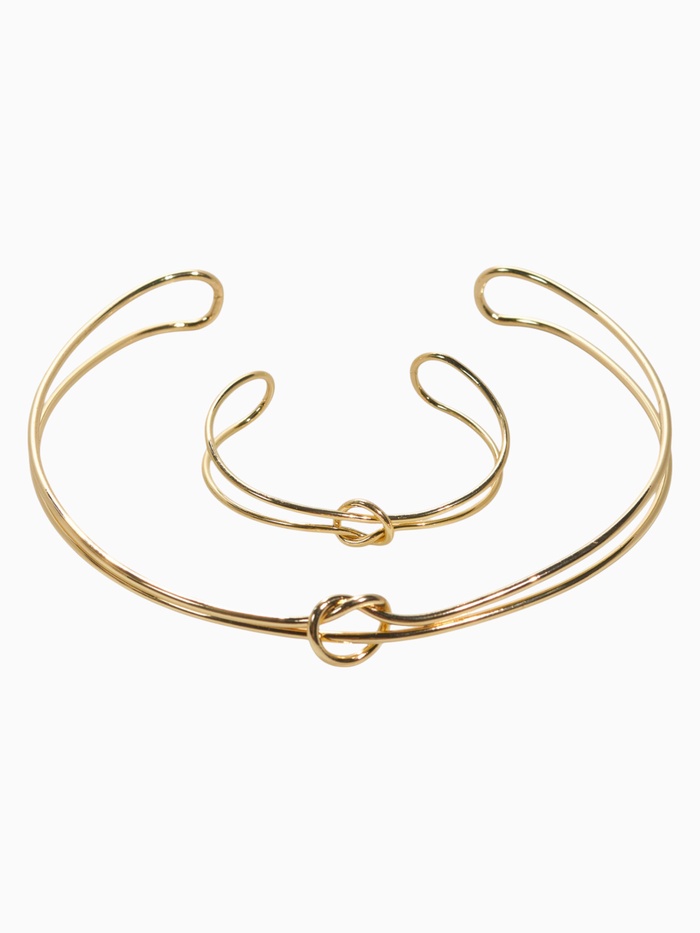 Набор 2 предмета: чокер, браслет «Обруч» узел, цвет золото - Фото 1