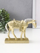 Фигурка полистоун «Лошадь золотистая с серебристой гривой, узорное седло», 15×4.8×11.5 см - Фото 2