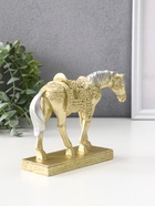 Фигурка полистоун «Лошадь золотистая с серебристой гривой, узорное седло», 15×4.8×11.5 см - Фото 3
