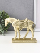 Фигурка полистоун «Лошадь золотистая с серебристой гривой, узорное седло», 15×4.8×11.5 см - Фото 4