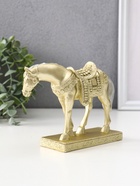 Фигурка полистоун «Лошадь золотистая с серебристой гривой, узорное седло», 15×4.8×11.5 см - фото 54003353