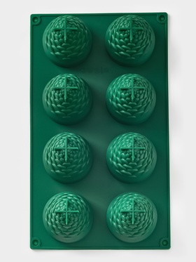 Форма для выпечки новогодняя Доляна «Шишки», 8 ячеек (4×5.5×6.7 см), 29.8×17.3×7.5 см, силикон, зелёная