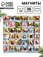 Магниты новогодние «Лошадь», 7×7 см, набор 36 шт., полимер - фото 122241349