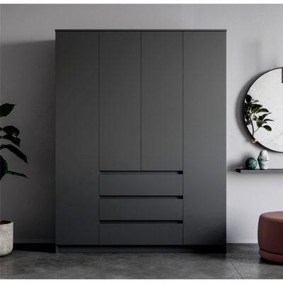 УЦЕНКА Шкаф Мадера распашной, четырёхстворчатый, 1600×520×2100, Графит