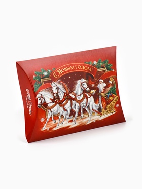 Коробка подарочная новогодняя фигурная «Новый год 2026: Тройка Деда Мороза», лошади, 11?8?2 см (комплект 10 шт)