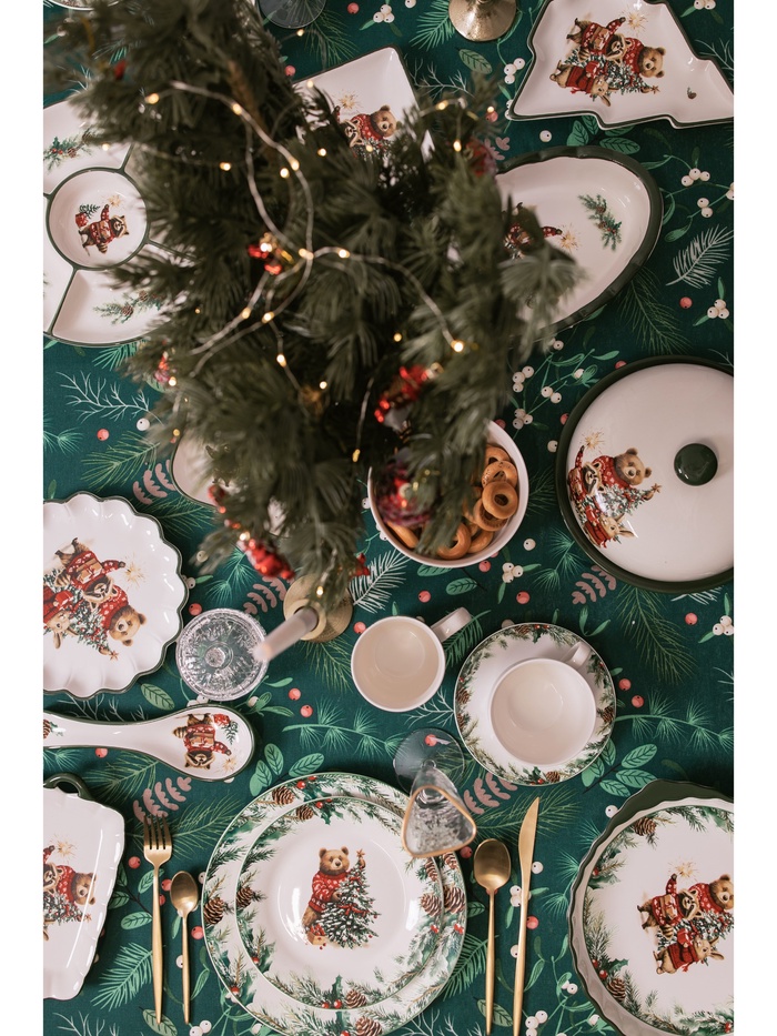 Тарелка новогодняя Доляна «Сказки зимнего леса», d=25.5 см, фарфор, белая - фото 117879099