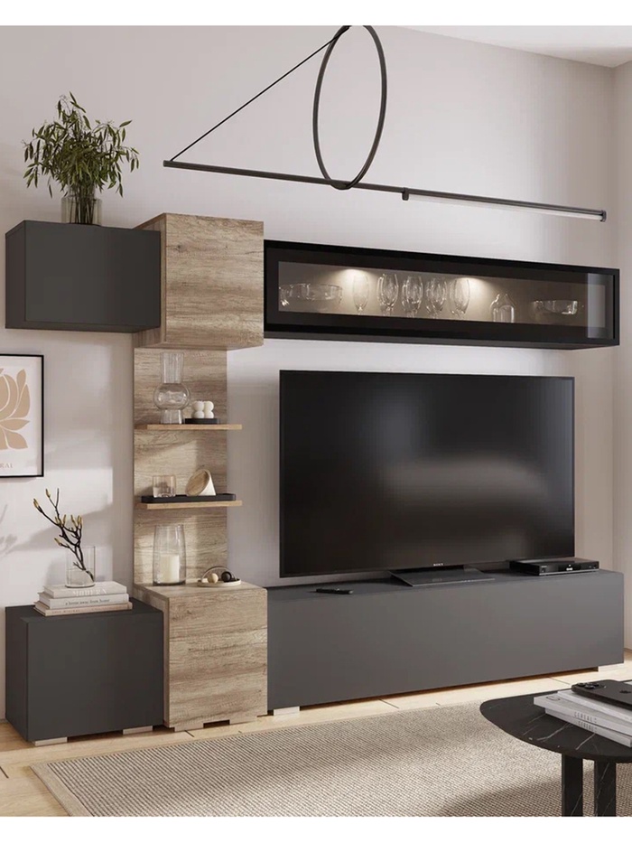 Гостиная «Рейн», 2200×1600×400 мм, цвет графит/дуб каньон - Фото 1