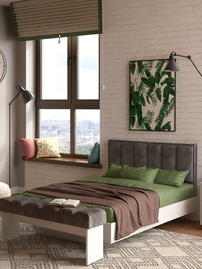 Кровать односпальная «Мемори КР – 09», 1270×893×2036 мм, цвет белый/серый