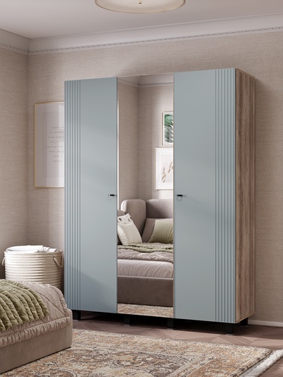 Шкаф прямой трёхстворчатый «Олива ШК – 08», 1502×514×2016 мм, цвет дуб каньон/шарли бриз MF11