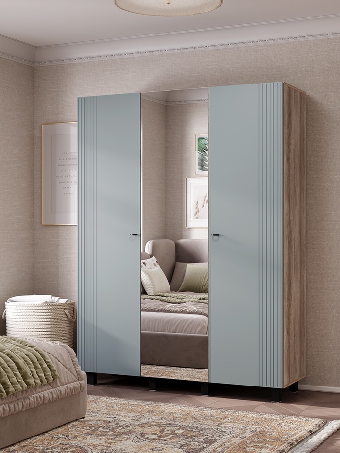 Шкаф прямой трёхстворчатый «Олива ШК – 08», 1502×514×2016 мм, цвет дуб каньон/шарли бриз MF11 - Фото 1