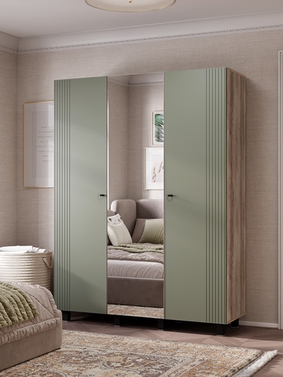 Шкаф прямой трёхстворчатый «Олива ШК – 08», 1502×514×2016 мм, цвет дуб каньон/эвкалипт софт MF12