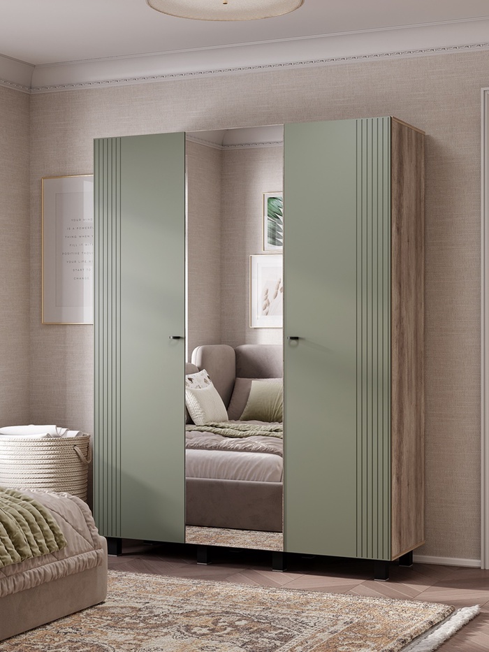 Шкаф прямой трёхстворчатый «Олива ШК – 08», 1502×514×2016 мм, цвет дуб каньон/эвкалипт софт MF12 - Фото 1