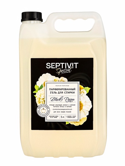 Гель для стирки Septivit Special Black Pepper, парфюмированный, для всех видов тканей, 5 л
