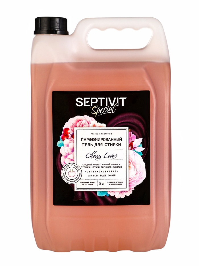 Гель для стирки Septivit Special Cherry Love, парфюмированный, для всех видов тканей, 5 л - Фото 1