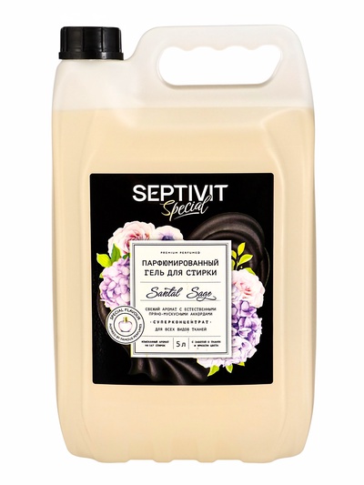 Гель для стирки Septivit Special Santal Sage, парфюмированный, для всех видов тканей, 5 л