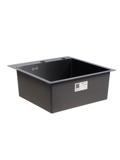 Мойка кухонная AFLORN AF95050DF, врезная, S=3.0 и 0.8 мм, 50×50 см, сифон, черная