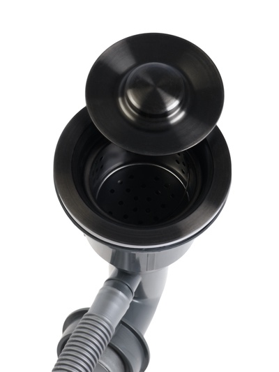 Мойка кухонная AFLORN AF95050DF, врезная, S=3.0 и 0.8 мм, 50×50 см, сифон, черная