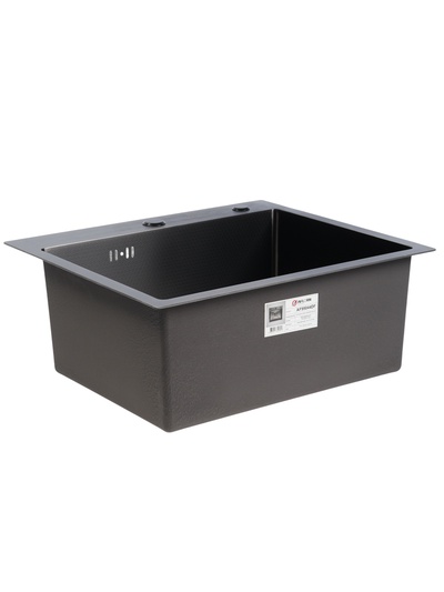 Мойка кухонная AFLORN AF95044DF, врезная, S=3.0 и 0.8 мм, 50×44 см, сифон, черная