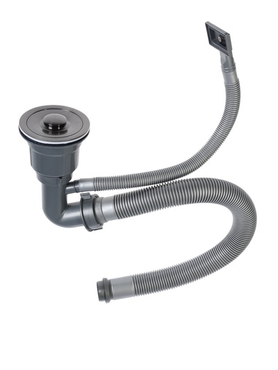 Мойка кухонная AFLORN AF95044DF, врезная, S=3.0 и 0.8 мм, 50×44 см, сифон, черная