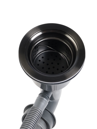 Мойка кухонная AFLORN AF95044DF, врезная, S=3.0 и 0.8 мм, 50×44 см, сифон, черная