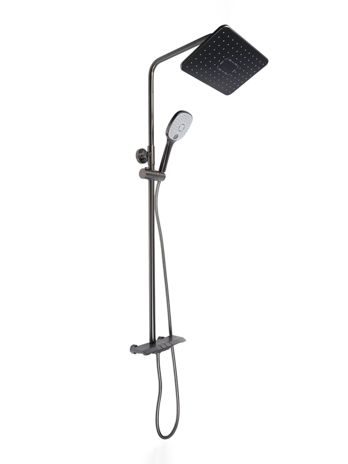 Душевая система Accoona A83311ST, клавишная панель, тропический душ, лейка, черный матовый - Фото 1