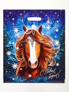 Пакет подарочный новогодний «Метелица», полиэтиленовый с вырубной ручкой, 47?40 см, 45 мкм (комплект 50 шт)