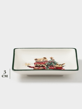 Тарелка сервировочная новогодняя Доляна «Сказки зимнего леса», 15×15×3 см, доломит, белая