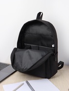 Рюкзак школьный на молнии, с карманами, однотонный, размер 28×11×40 см, чёрный - Фото 2