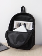 Рюкзак школьный на молнии, с карманами, однотонный, размер 28×11×40 см, чёрный - Фото 3