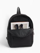 Рюкзак школьный на молнии, с карманами, однотонный, размер 28×11×40 см, чёрный - Фото 12