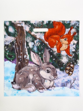 Пакет подарочный новогодний «Зимовье», полиэтиленовый с вырубной ручкой, 38?45 см, 50 мкм (комплект 50 шт)