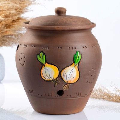 УЦЕНКА Банка для хранения лука 5 л, роспись, молочение, без крышки