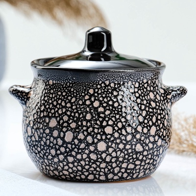 УЦЕНКА Горшок керамический для запекания «Пиканто» 0.65 л, 12.5×11.5 см, без крышки, мрамор