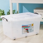 УЦЕНКА Контейнер д/хранения с крышкой 50 л 61×39×32 см на колесах прямоуг, прозрачный - Фото 2