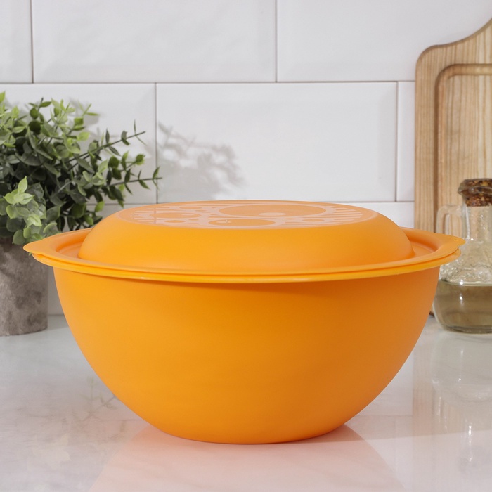 УЦЕНКА Миска с крышкой 3 л, 26.5×25.5×12.9 см, МИКС - Фото 1